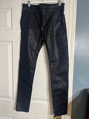BEVY FLOG Black Textured Faux Leather Joggers